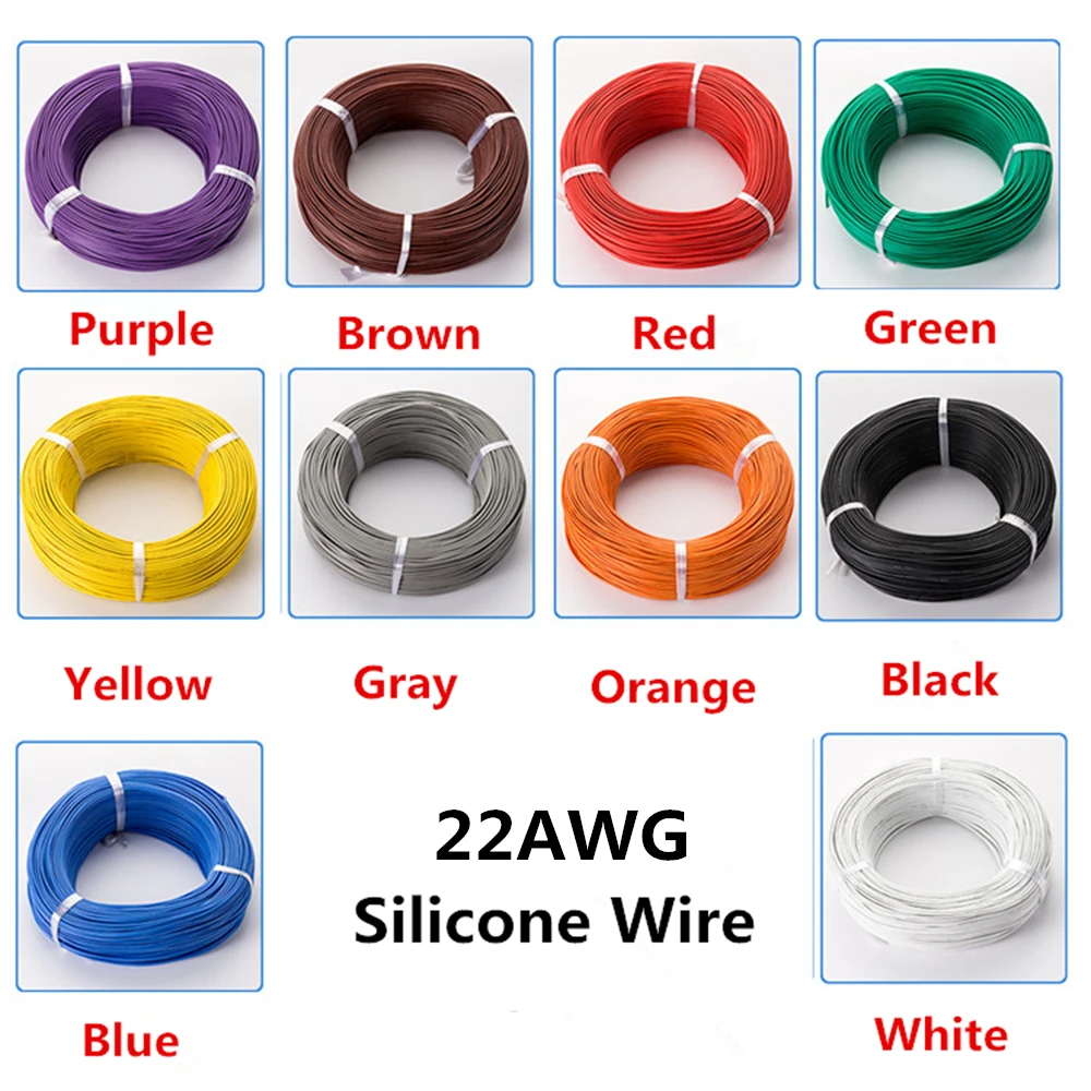 

10metre 22 AWG Flexible Silicone Wire RC Cable 22AWG OD 1.7mm Tinned Copper Wire
