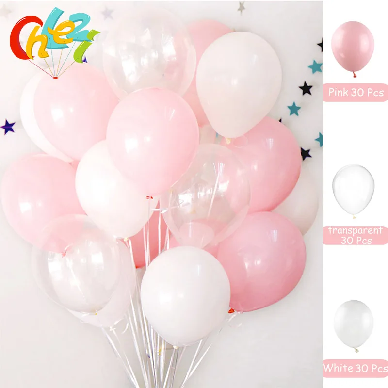 

30Pcs Pink Clear White 2.2g Transparent Balloons Latex Helium Float Birthday Party Baby Shower Wedding Decro Balls Round ballons