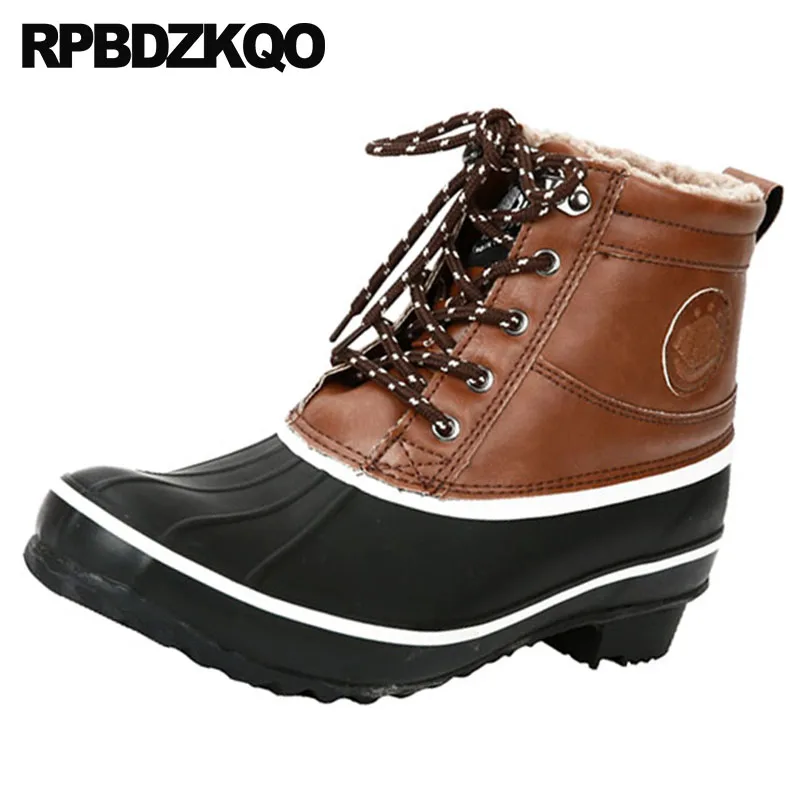 Prova Borracha Sintetica Tamanho Confortável Mais Masculino Castanho Caloroso Booties Sapatos Amarrar D'água Calçado marrom Tornozelo À Mens Preto Inverno 2018 Pvc Casual Pele De Alto Botas Chuva Curto Chunky Topo d17Xqgwx7