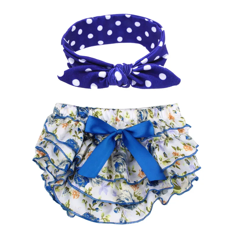 

Floral Baby Bloomers and Headband Set Baby Girl Diaper Cover Bloomer Toddler Ruffle Panties Bowknot Shorts YC050