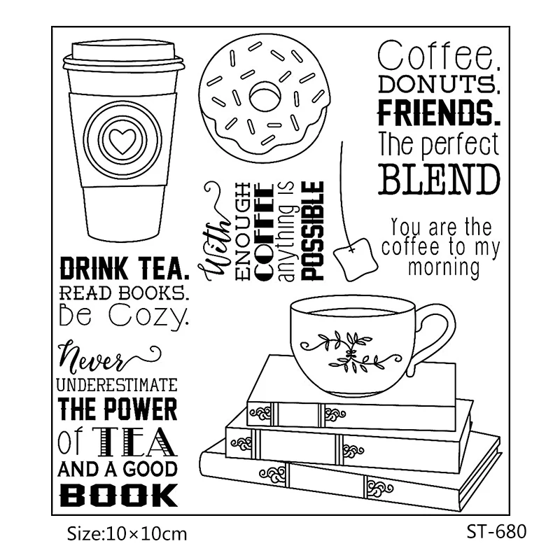 

ZhuoAng Coffee/Leisure Time Transparent and Clear Stamp DIY Scrapbooking Album Card Making DIY Decoration Making