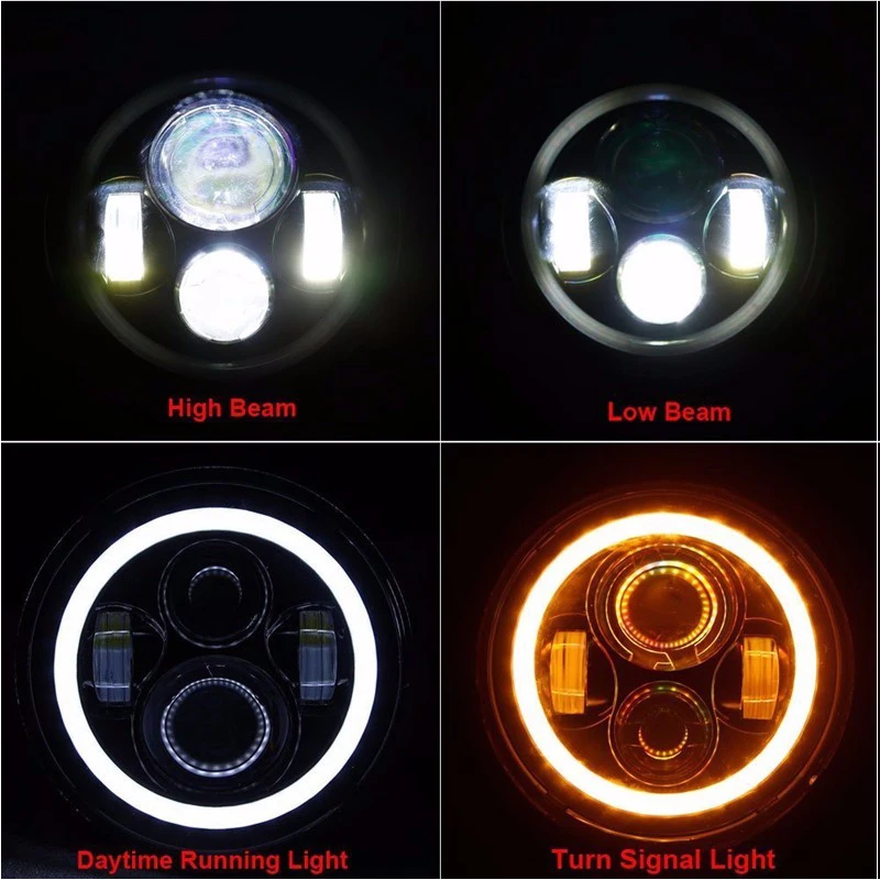 

7" Wrangler Led Light With Halo Angle Eyes DRL For Jeep Headlight Daytime Running Driving Light High Low Beam Headlalmp