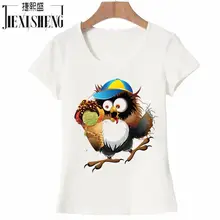 100% Cotton Women T Shirt owl captain Printed Fashion Design T-Shirt Women Brand New Slim Fitness Tshirt Women Clothes HH261