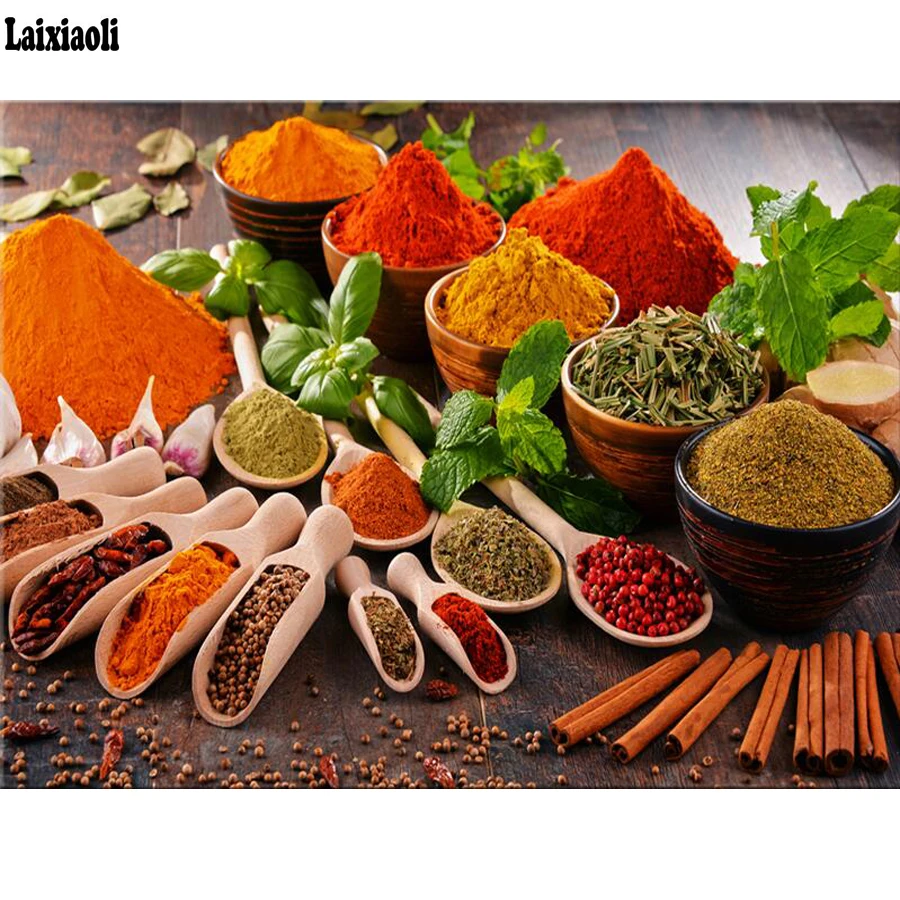 

Kitchen spices diy diamond Painting Cross Stitch diamond mosaic puzzle 5d,full square round drill Diamond Embroidery Beads sale