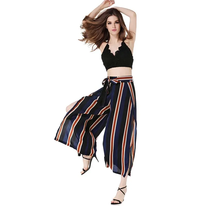 Women New Summer Wide Leg Pants High Waist Casual Loose