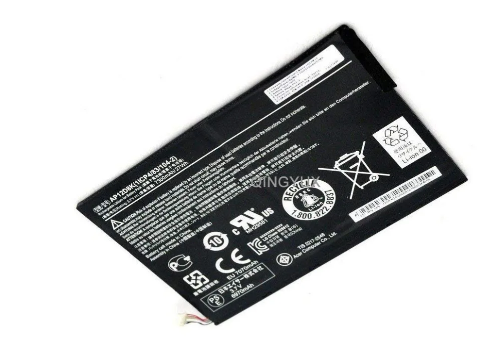 Аккумулятор для ноутбука QINGYUX 3 7 V 27Wh 7300mAh AP12D8K совместим с ACER Iconia TAB W510 P3 171