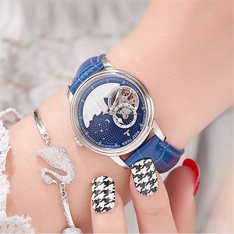 Reef Tiger Роскошные Брендовые женские часы Reloj Mujer классические автоматические