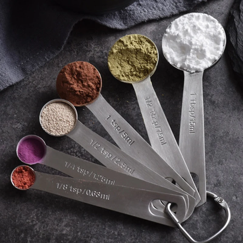 

6pcs/Lot Food Grade Stainless Steel Measuring Spoons Delicate Baking Cooking Measuring Scoop Practical Kitchen Tools