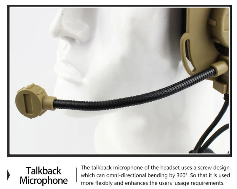 Airsoft Paintball Headset Communication Tactical Headset Wargame CS Hunting Shooting Headphone Use with PTT