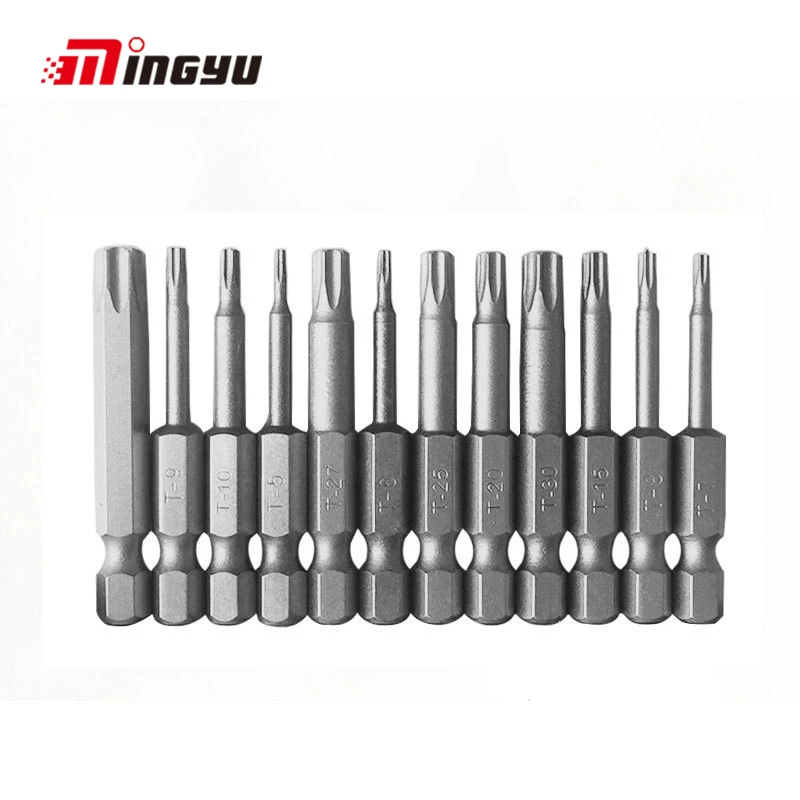 Набор бит Torx 12 шт. 50 мм 1/4 дюйма шестигранный хвостовик T5 T6 T7 T8 T9 T10 T15 T20 T25 T27 T30 T40