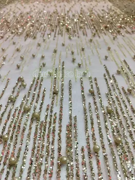 

glued glitter French tulle Material Net Lace DiuDiu-41544 with beads fashion design French Net Lace fabric