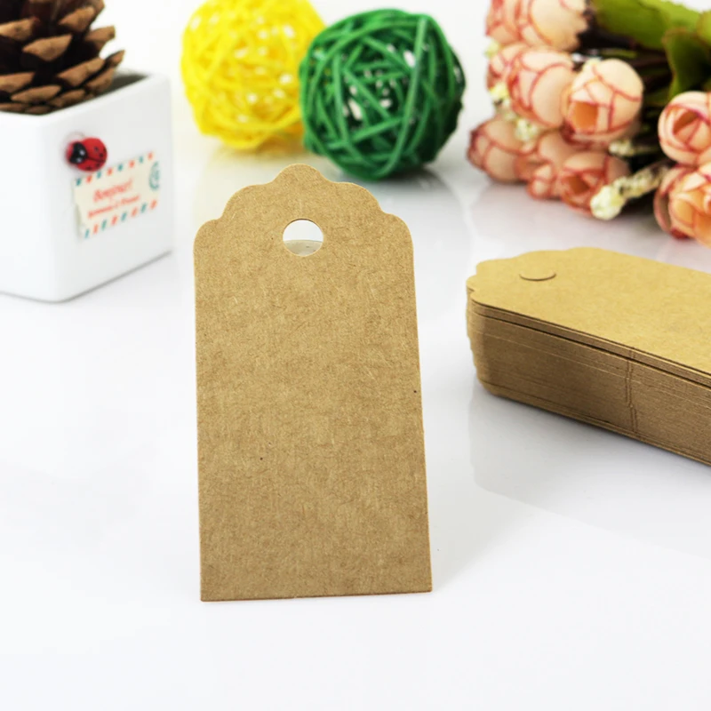 

New Fashion 200Pcs/lot Brown Kraft Jewelry Tags 4.3x9cm Hang Box Clothing Gift Tags Rectangle Jewelry Card Price Label Tags
