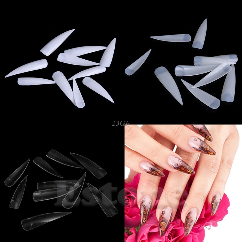 

10PC Stiletto Pointed False French Acrylic Artificial Fake Nail Art Tips
