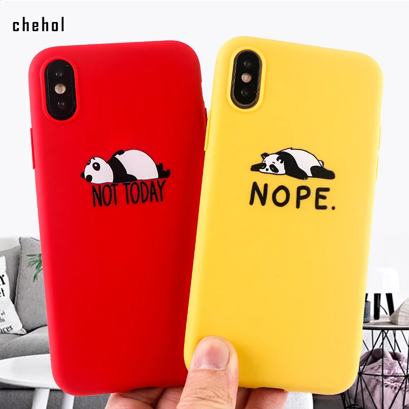 

Cute Panda Phone Case for Iphone X XS XS Max XR 6s 7 8 Plus Soft Silicone Funny Protect Cases Accessories Universal Mobile Cover