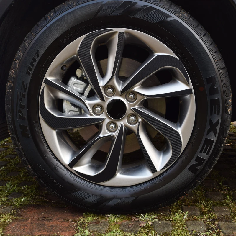 

R17 Carbon Fiber Wheel Hub Stickers Rim Sticker Trim Decoration For Hyundai Tucson 2015 2016 2017 External Decal Car-Styling