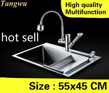 Buy Free Shipping Home Kitchen Manual Sink Single Trough Multifunction High Capacity Wash Vegetables 304 Stainless Steel 55x45 CM