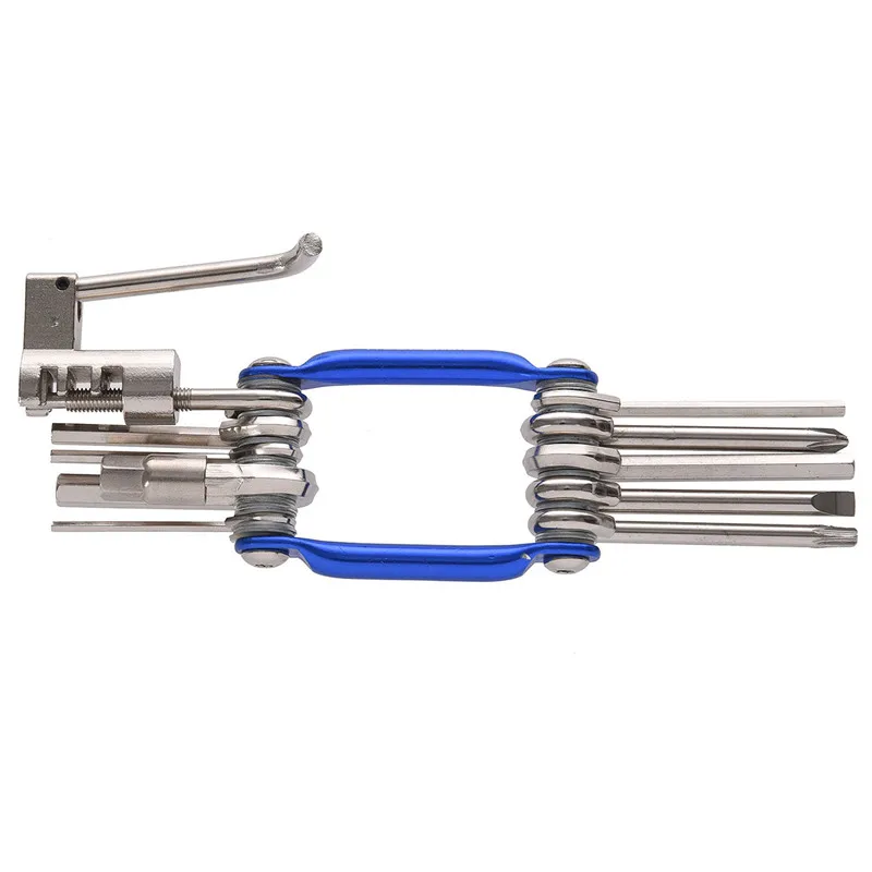 Best ABGZ Outdoor 11 in 1 Bike Bicycle Chain Cutter Steel Screwdriver Tools Repair Kits Set Multi function blue