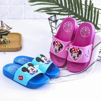 

2019 new Disney children cool slippers cartoon Mickey childrens non-slip bathroom slippers summer fashion size 26-36