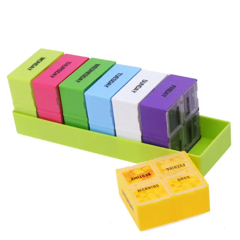 

Portable Pill Box Weekly 7 Day Colorful medicine box Holder 28 Slot Folding Storage Medicine Organizer Health Care Pill Cases