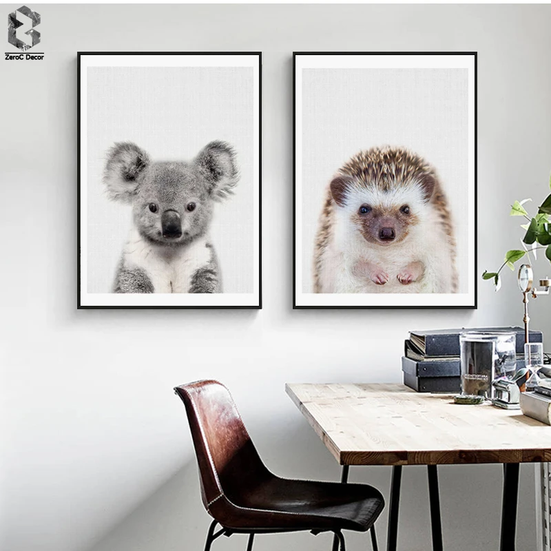 

Nordic Cute Art Posters and Prints Koala Wall Art Canvas Painting Hedgehog Wall Pictures For Study Room Home Decor