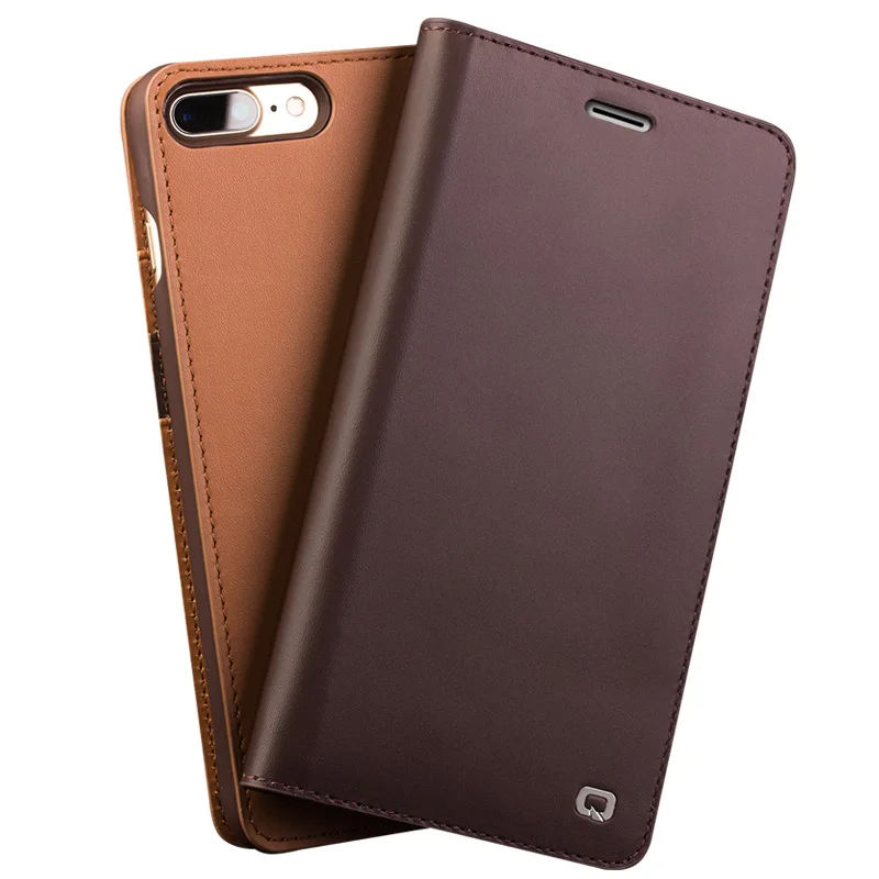 

QIALINO Nostalgia Business Style Phone Cover for iPhone 8 Luxury Genuine Leather Flip Case for iPhone 8 Plus for 4.7/5.5 inches