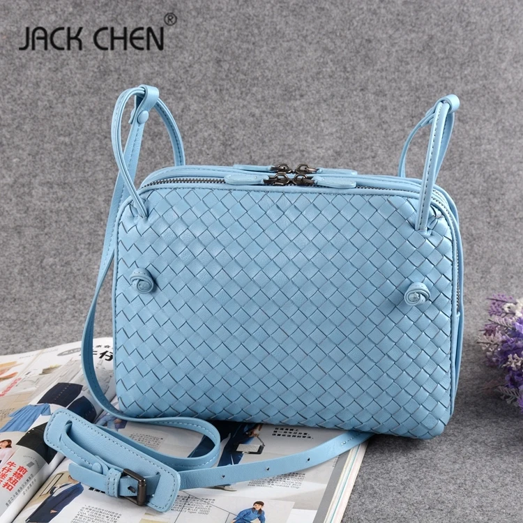 Sheepskin Woven Luxury Double zipper crossbody bags Women Girls messenger Handmade Designer Top Quality lambskin Bags