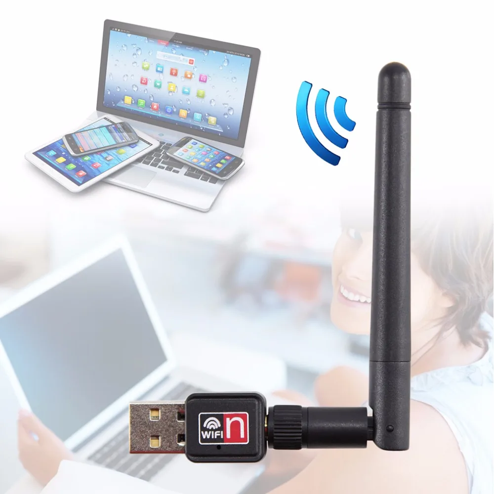 

Mini USB 150M 150Mbps Wireless LAN Adapter 802.11b/n/g WiFi w/ 2dBi Antenna Portable Home Office Wireless Network Cards