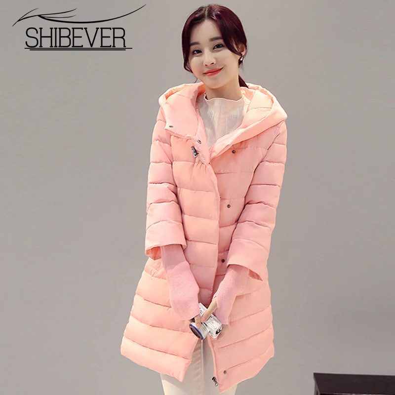 Shibever модные тонкие зимние женские куртки Пальто для будущих мам Повседневное длинное однотонное Для женщин хлопок парка холодная теплый