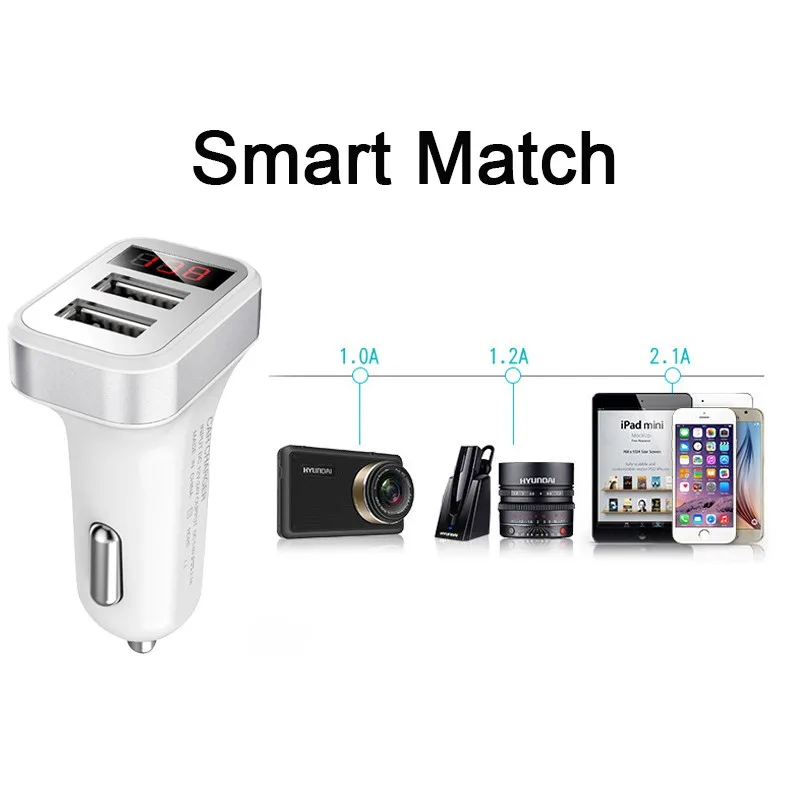 LCD Dual USB Car Charger For Samsung Galaxy Note 9 8 5 S9+ S9 S8 Plus S8+ S7 Edge S6 S5 A8 A6 Smart 5V 2.1A Adapter Charge Cable (1)