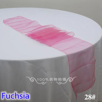 

Fuchsia colour high quality crystal organza table runner for linen table covers modern party wedding decoration wholesale