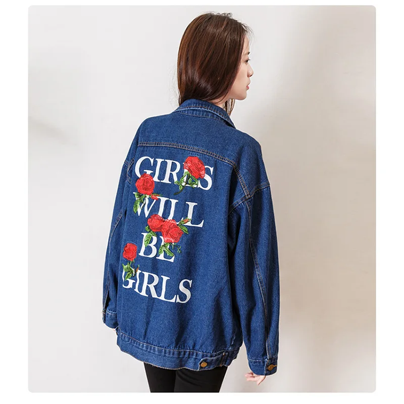 2017 Autumn font b Women b font Denim font b Jackets b font Plus Size embroidery