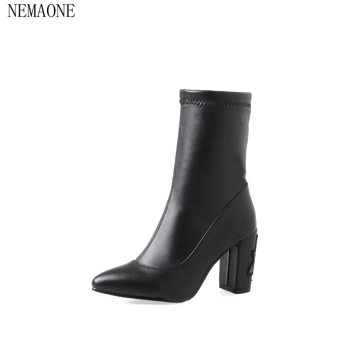 NEMAONE 2018 Women half Boots Solid Fashion Square Heel Round Toe Women All Match Women