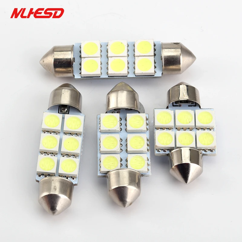 1х Автомобильный свет C5W 6 SMD LED 10 шт 31 мм 36 39 41 белый 3528 1210 6SMD 6LED гирлянда купольная