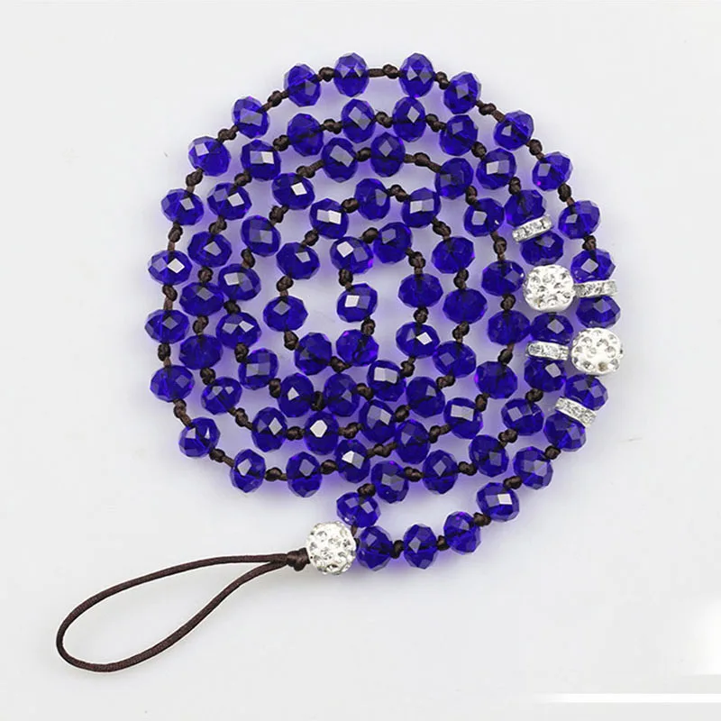 Шнурок для Huawei Mate 10 Lite мобильный телефон висячая Хрустальная цепь горный хрусталь женский ручной узел ожерелье Роскошный кулон - Цвет: blue