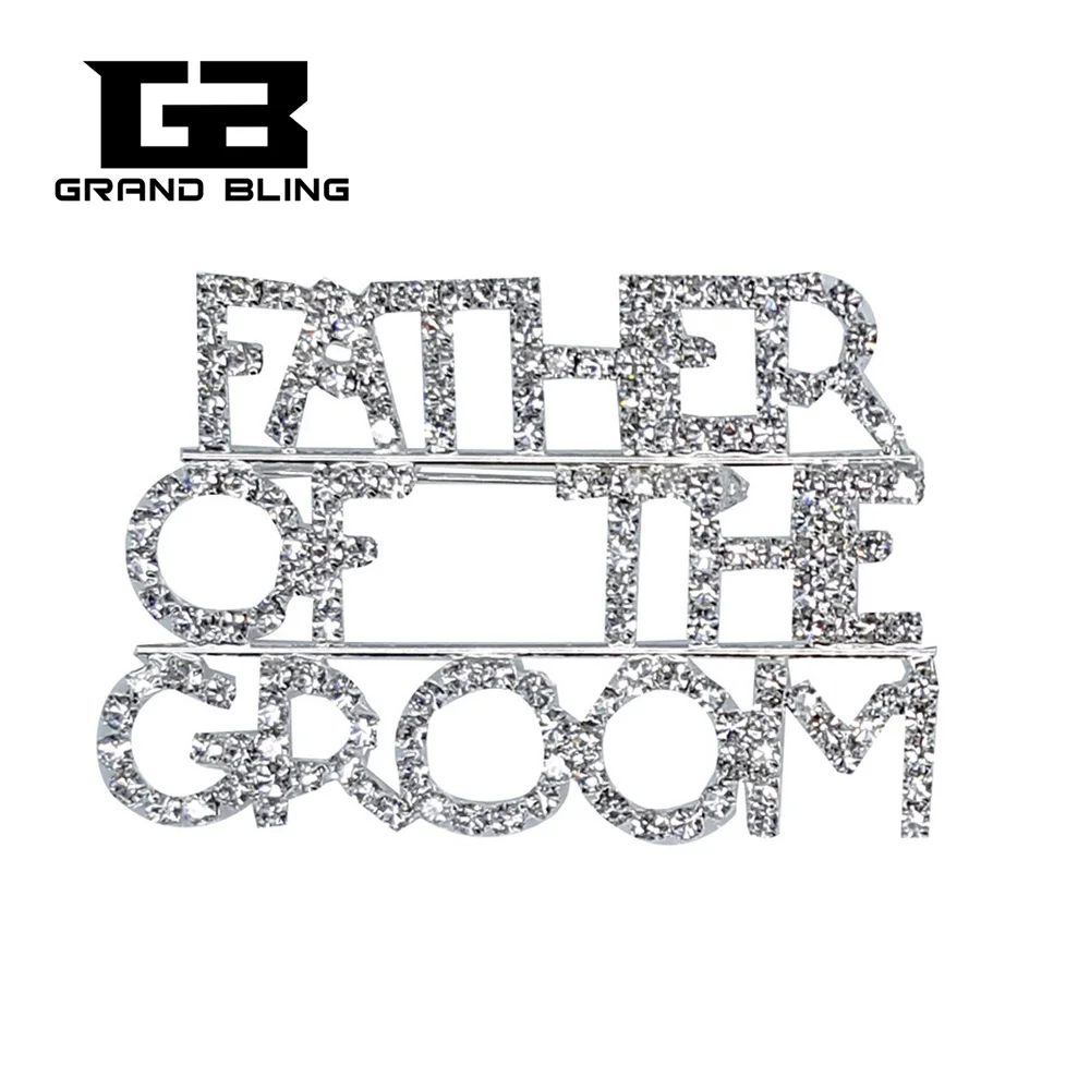 

Unique Bride Gift Crystal Wedding Theme Jewelry "FATHER OF THE GROOM" Brooch Pin