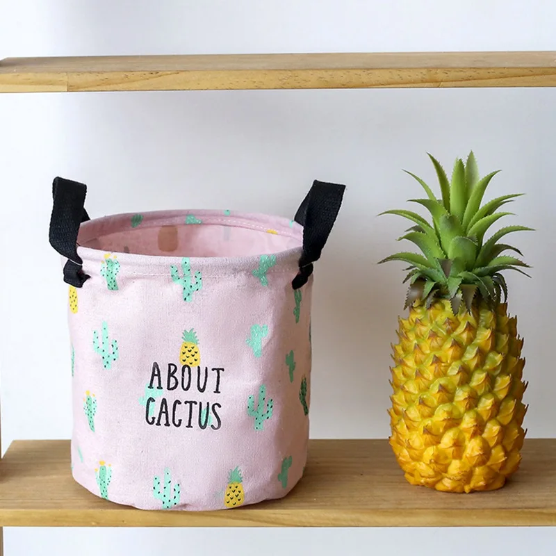 

Desktop Storage Baskets Cotton Linen Household Storage Bucket Durable Desktop Home storage