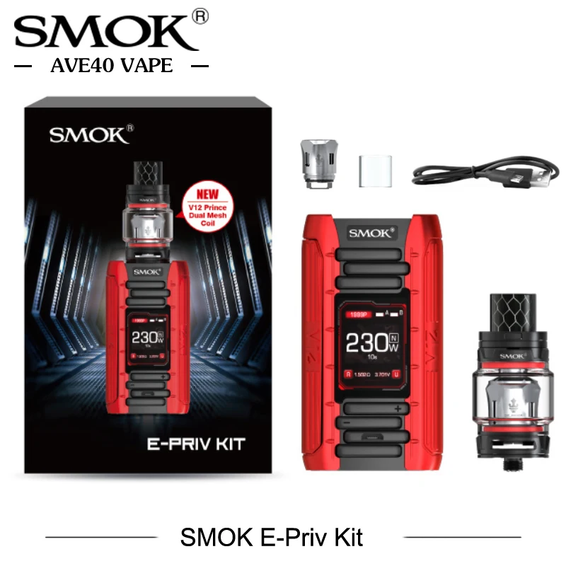 Оригинальная электронная сигарета SMOK E Priv Box Mod Kit 230 Вт испаритель комплект с 8 мл