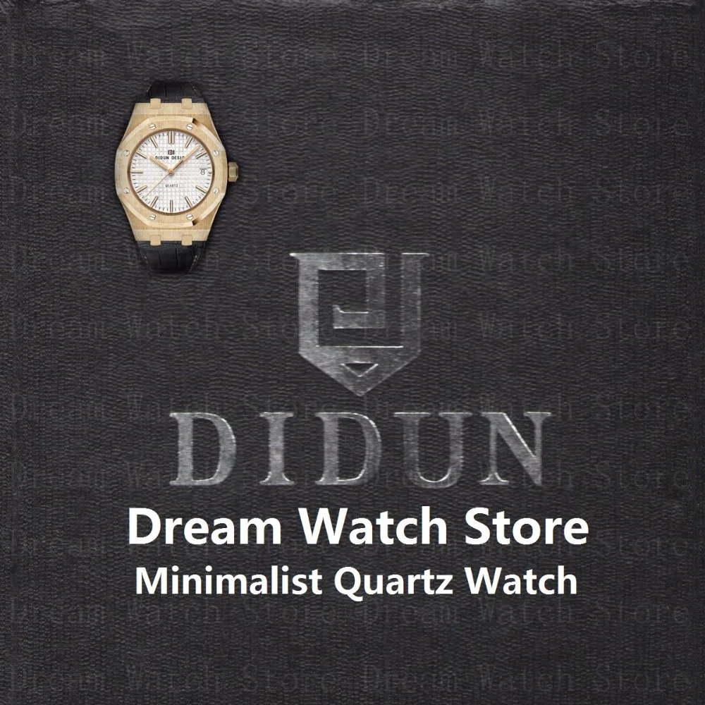 DIDUN Watch Mens Watches Top Brand Luxury Gold Quartz Wristwatch Waterproof Minimalist Casual Wristwatch With Leather WatchStrap