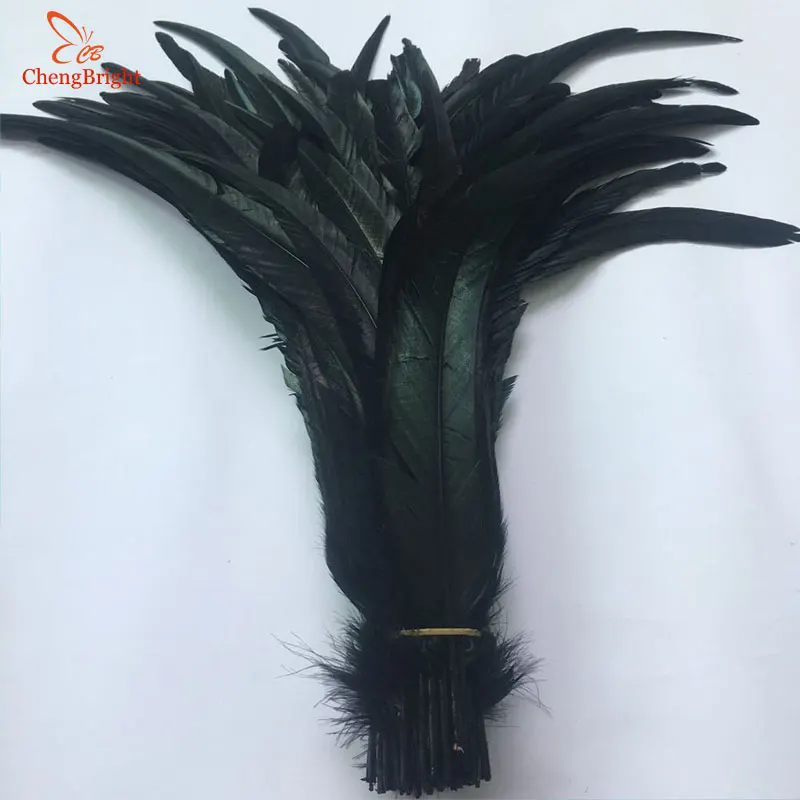 CHENGBRIGHT 50 шт. 35-40 см натуральный черный Петух Coque хвост перья перо для рукоделия Christma Diy перья фазана украшения - Цвет: Черный