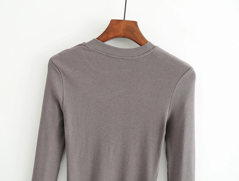 Women Crew Neck Ribbed  Long Sleeve Slim Fit T-shirt For size XS/S