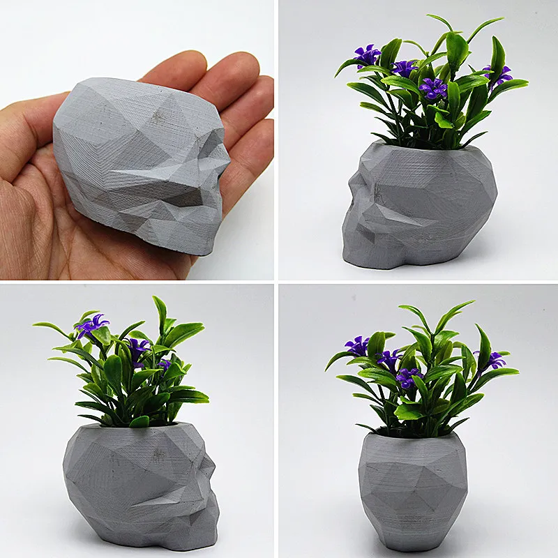 

3D Skull Flowerpot Silicone Mould Fondant Cake Mould Resin Gypsum Chocolate Candle Mould Free Shipping