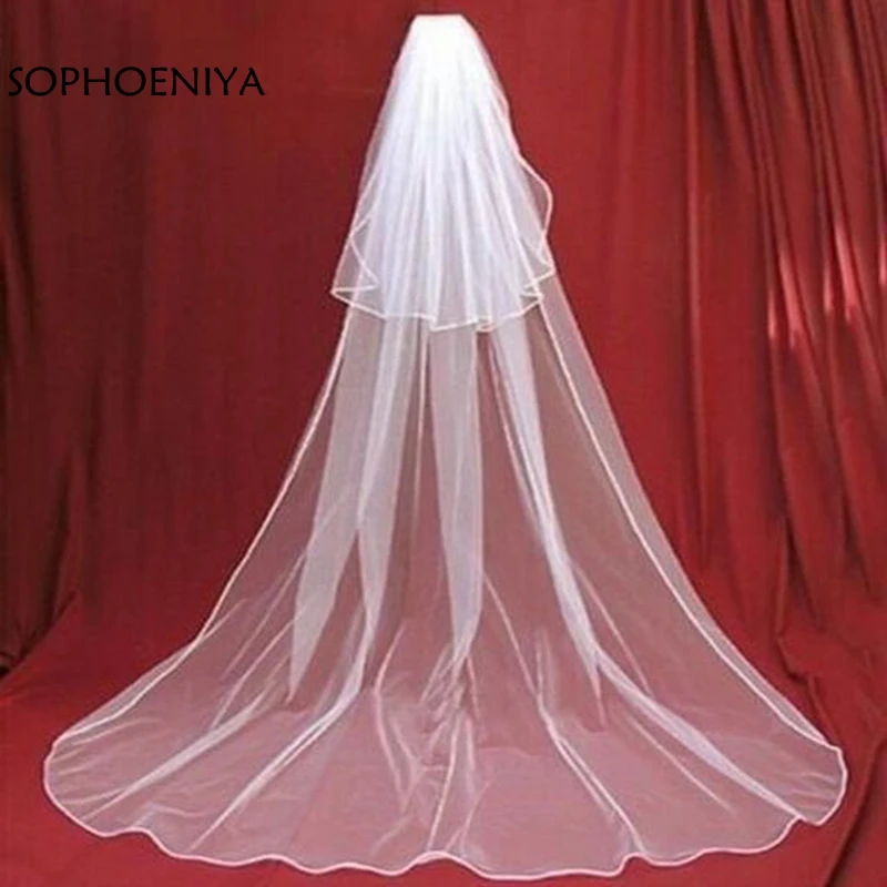 

New Arrival White Ivory Two layer Bridal veil long 2019 Velo de novia wedding veil Wedding accessories velo de novia