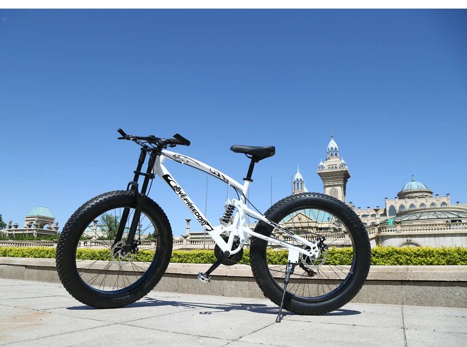 Cheap Love Freedom High Quality Bicycle 7/21/24/27 speed Mountain Bike 26 Inch 4.0  fat bike Front and rear shock absorption bicycles 39