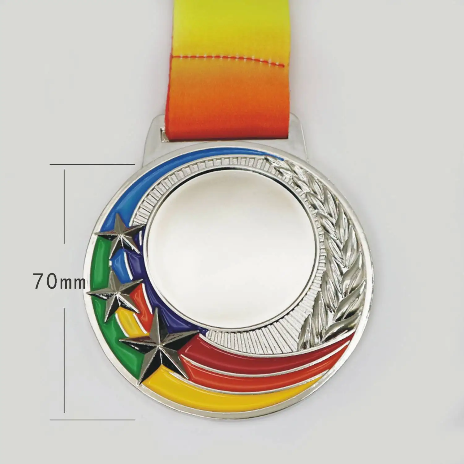 

1 Pieces Metal Medal with Ribbon Star Medallion In Colored Striped Design