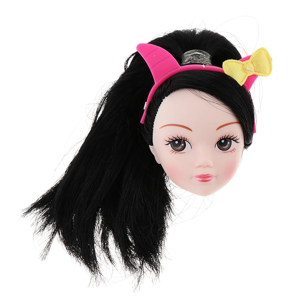 Doll Head Sculpt with Straight Ponytail, Painting Eyes for 1/6 BJD XinYi Doll DIY Making