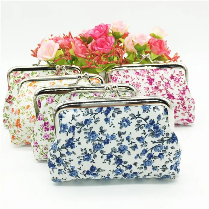 

Fashion Lady Small Floral Fabric Coin Purse 2019 Ladies Hand Holding Coin Bag Mouth Gold Bag Bank Card Package