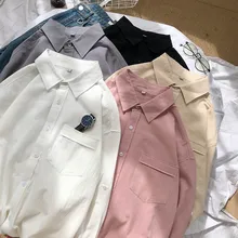 Простой дизайн, белые рубашки, летние рубашки с коротким рукавом, мужские повседневные свободные рубашки Harajuku, мужские рубашки на пуговицах, 5XL