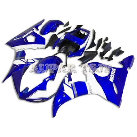 Полный обтекатели для YAMAHA YZF600 R6 2003 2004 R6S '2006-2009 YZF R6 2003 2004 ABS Пластик система впрыска Кузов-блеск для губ сине-белые