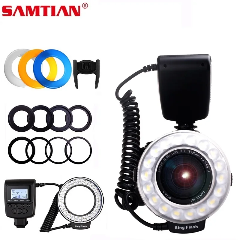SAMTIAN RF 550D вспышка 48 шт. светодиодная Макросъемка для NIKON Canon Olympus SONY Panasonic Fujifilm Speedlite