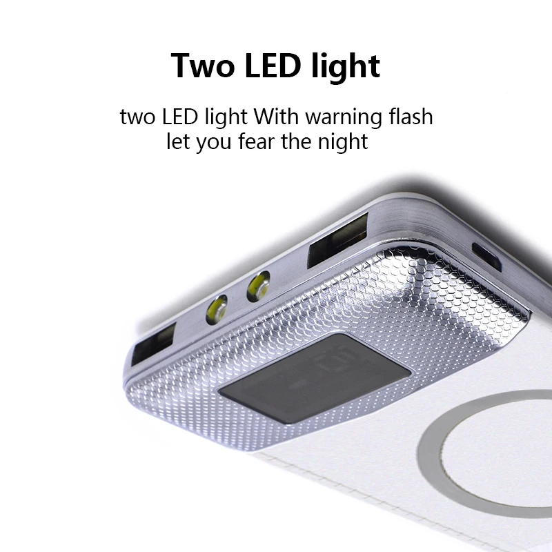 100pcs 10000mAh Wireless Charger Battery Charger Cases External Portable with LED Light Wireless Power Bank Dual USB Power Bank